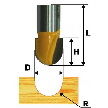 Фреза пазовая галтельная d12,7*R6,35*H10*8