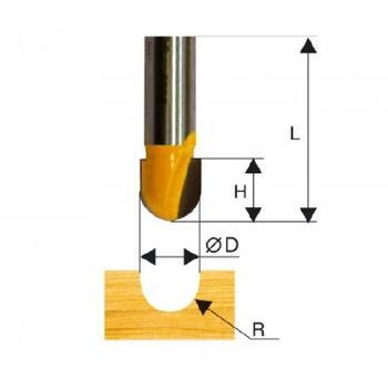 Фреза пазовая галтельная d12,7*R6,35*H9,5*8
